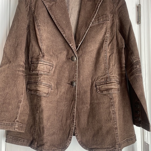 NWT DG2 Brown Stretch Denim Blazer 1X - Picture 4 of 7